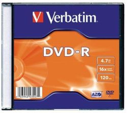 Verbatim  DVD-R 4,7GB, 16x, AZO, Verbatim, slim box