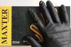 Ochranné rukavice, černá, jednorázové, nitrilové, vel. XL, 100 ks, nepudrované, 5,5 g ,balení 100 ks