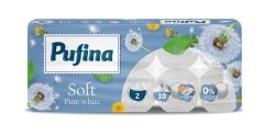 Toaletní papír Soft White, bez parfemace, 2-vrstvý, 10 rolí, PUFINA PP20645 ,balení 10 ks