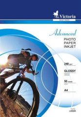 Fotografický papír Advanced, do inkoustové tiskárny, lesklý, A4, 240g, VICTORIA ,balení 50 ks