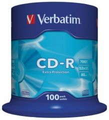 Verbatim  CD-R 700MB, 80min., 52x, DL Extra Protection, Verbatim, 100-cake ,balení 100 ks