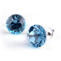 Náušnice MADE WITH SWAROVSKI ELEMENTS, modrá aqua, 8 mm