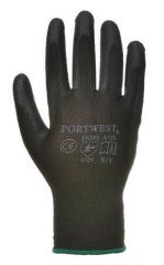 NO NAME  Pracovní rukavice máčené na dlani a prstech v polyuretanu, velikost 8, černé