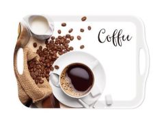 Tác s uchy, kávový vzor, plastový, obdélníkový, 41,5 x 28,5 cm, 1605MUA124