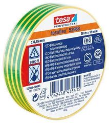 Izolační páska Professional 53988, zelená/žlutá 19 mm x 20 m, TESA