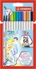 Stabilo  Štětcové fixy Pen 68 brush, sada 12 barev, STABILO