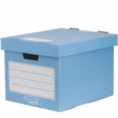 Úložný box Style, modro-bílá, karton, 33,3x28,5x39 cm, FELLOWES ,balení 4 ks