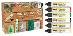 Sada CANDLE PEN WINTER LOVE voskové pero pro malování svíček 6ks - sada, KREUL ,balení 6 ks