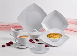Kávový set Quadrato, bílá, porcelán, čtvercové, 9 cl, ROTBERG ,balení 6 ks