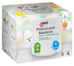 Sada fixů na porcelán JUNIOR s hrníčkem 4 barvy, KREUL ,balení 5 ks