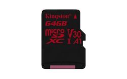Paměťová karta Canvas React,  microSDXC, 64GB, C10/U3/V30/A1, 100/80 MB/s, KINGSTON