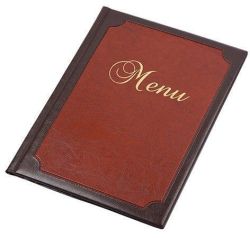 Desky na jídelní lístek Framed, hnědá-červená, koženka, A4, PANTA PLAST