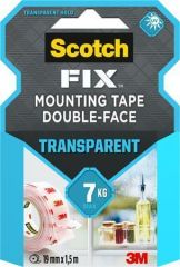 3M SCOTCH  Samolepicí páska Transparent, průhledná, oboustranná, 19 mm x 1,5 m, 3M SCOTCH 7100261816