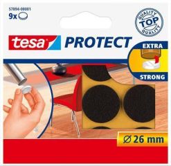Samolepicí podložky Protect® 57894, hnědá, plsť, 26 mm, TESA ,balení 9 ks