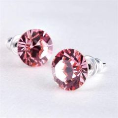 Náušnice MADE WITH SWAROVSKI ELEMENTS, růžová, 8 mm