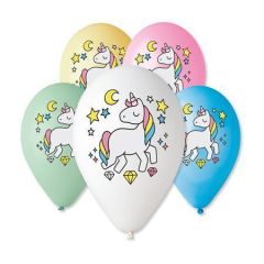 Balónek s jednorožcem, různé barvy, 30 cm, 10 ks/balení, 1020011-PRINTUNIKORNIS ,balení 10 ks