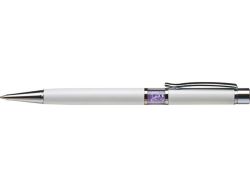 Kuličkové pero s krystaly SWAROVSKI®, bílá, ve středu těla se světle fialovými krystaly