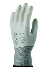 NO NAME  Pracovní rukavice máčené na dlani a prstech v polyuretanu, velikost 7, bílé ,balení 10 ks