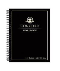 CONCORD  Spirálový sešit, černá, A4, linkovaný, 70 listů, CONCORD 8956