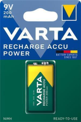 Nabíjecí baterie, 9V, 1x200 mAh, přednabité, VARTA Power Accu