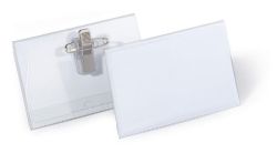 Durable  Jmenovka s klipem a zavíracím špendlíkem Click fold, 54 x 90 mm, DURABLE ,balení 50 ks