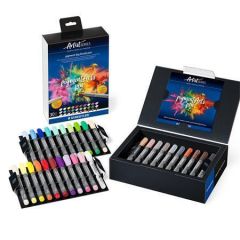Štětcové fixy Pigment big brush 373, 30 barev, + blendovací pero, sada, STAEDTLER 373 SC30