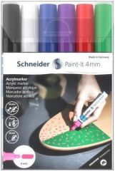 SCHNEIDER  120295 Akrylové popisovače Paint-It 320, sada 6 barev, 4 mm, SCHNEIDER