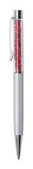 Kuličkové pero SWAROVSKI® Crystals, krémově bílá, červené krystaly v horní části pera, 14 cm, ART CR