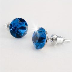 Náušnice MADE WITH SWAROVSKI ELEMENTS, Bahama modrá, 8 mm