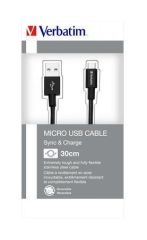 Verbatim  USB kabel, černá, micro USB, 30 cm, VERBATIM