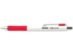 Kuličkové pero Senior, červená, 0,4mm, stiskací mechanismus, FLEXOFFICE