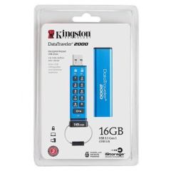 USB Flash disk DT2000, modrá, 16GB, USB 3.0, zabezpečení PIN, KINGSTON