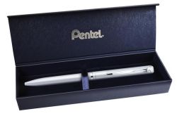 Pentel  Kuličkové pero EnerGel BL-2007, modrá, 0,35 mm, otočný mechanismus, kovové, stříbrné tělo, PENTEL