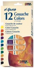 KREUL  Sada Kvašové barvy EL GRECO, v tubách, 12 barev, KREUL