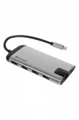 Verbatim  USB-HUB a ethernetový síťový adaptér, microSD, 4 porty, USB 3.0, USB-C, HDMI, VERBATIM