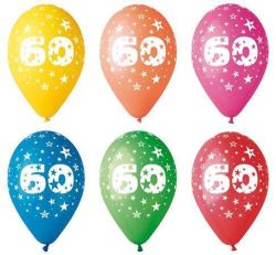 Balónek, s číslem 60, 26 cm ,balení 5 ks