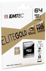 Paměťová karta Elite Gold, microSDXC, 64GB, UHS-I/U1, 85/20 MB/s, adaptér, EMTEC ECMSDM64GXC10GP