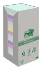 Samolepicí bloček Nature, mix pastelových barev, 76 x 76 mm, 16x 100 listů, recyklovaný, 3M POSTIT ,balení 1600 ks