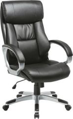 Kancelářská židle Diamond, černá, potah z PU textilní kůže, plast. opěrka nohou, vysoké opěradlo s