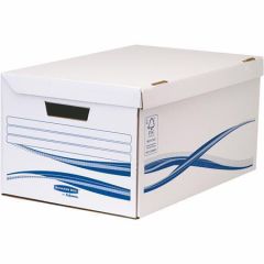 FELLOWES  Archivační kontejner s výklopným víkem Bankers Box Basic, modro-bílá, karton, velký, FELLOWES ,balení 5 ks