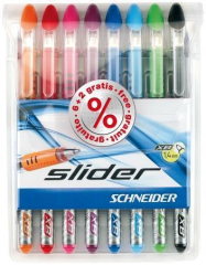 SCHNEIDER  Ballpoint pen set, 0,7 mm, SCHNEIDER Slider XB, assorted colours ,balení 8 ks