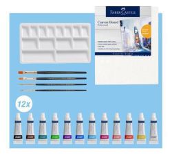 Akrylové barvy včetně příslušenství Creative Studio, 12 barev, 18 ks, sada, FABER-CASTELL 379280
