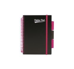 Pukka Pad  Blok Neon černý notepad, A5, mix barev, linkovaný, 100 listů, spirálová vazba, PUKKA PAD