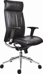 Manažerská židle Chicago 600 Adj, černá, kožená, stříbrný kříž