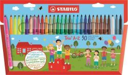 Fixy Trio A-Z, sada, 30 různých barev, 0,7 mm, STABILO