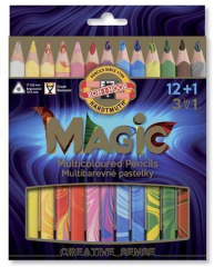Koh-i-noor  Multibarevné pastelky Magic 3408, sada různých barev 12+1, trojhranné, KOH-I-NOOR