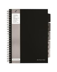 Pukka Pad  Blok Black project book, A4, černá, linkovaný, 125 listů, spirálová vazba, PUKKA PAD