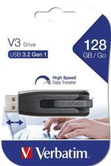 USB flash disk V3, černá-šedá, 128GB, USB 3.0, 80/25 MB/sec, VERBATIM