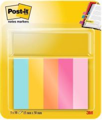 Samolepicí záložky, mix barev, 15 x 50 mm, 5x 50 listů, 3M POST IT 7100259442 ,balení 250 ks