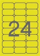 Apli  Etiketa, fluorescentní žlutá, 64 x 33,9 mm, zaoblené rohy, 480 ks/bal., APLI 02870 ,balení 20 ks